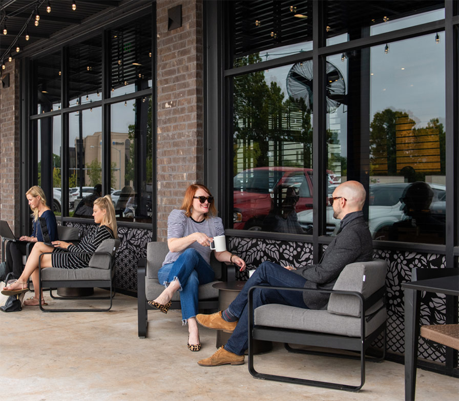 people drinking coffee at a cafe in Oklahoma City